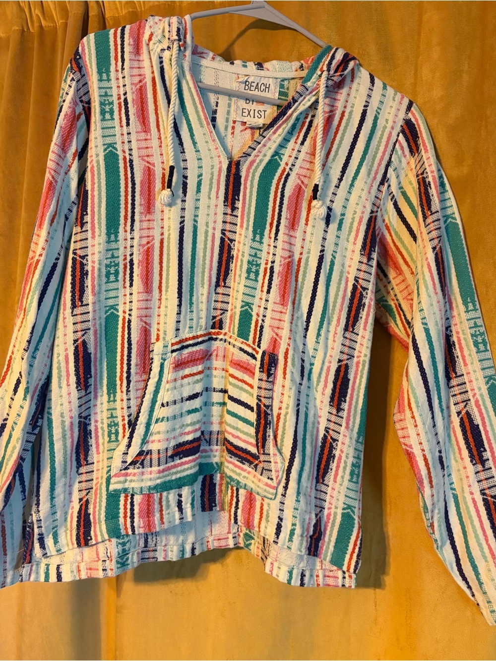 Beach By Exist Multicolor Striped Hooded Top in Teal, Navy, Coral, Pink